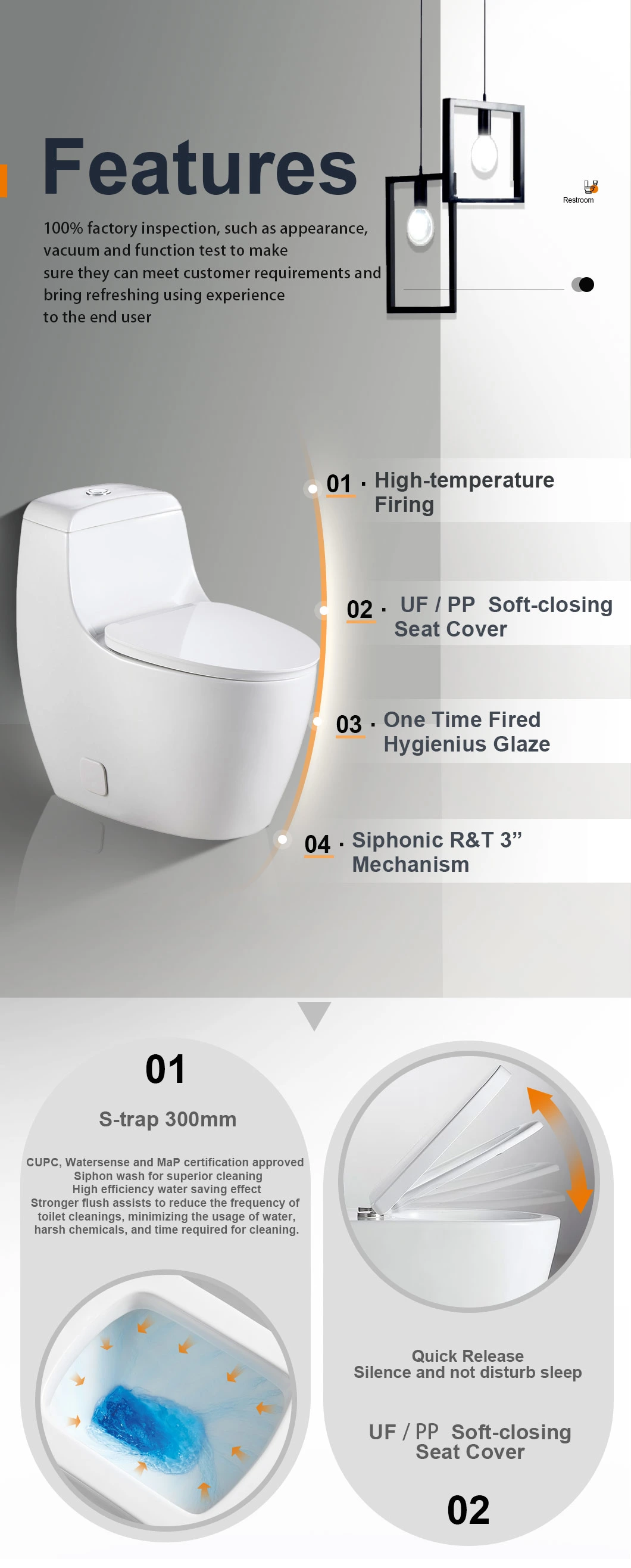 China Factory White Wc Toilet Floor Mounted One Piece Toilet Bowl Bathroom Toilet Ceramic Sanitary Ware