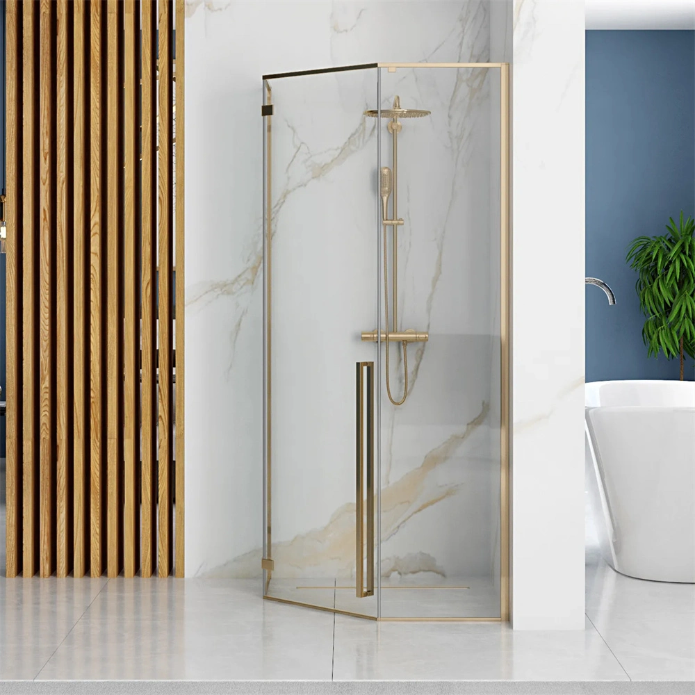 New Diamond Gold Swing Aluminum Shower Enclosure with Tempered Easy Clean Glass