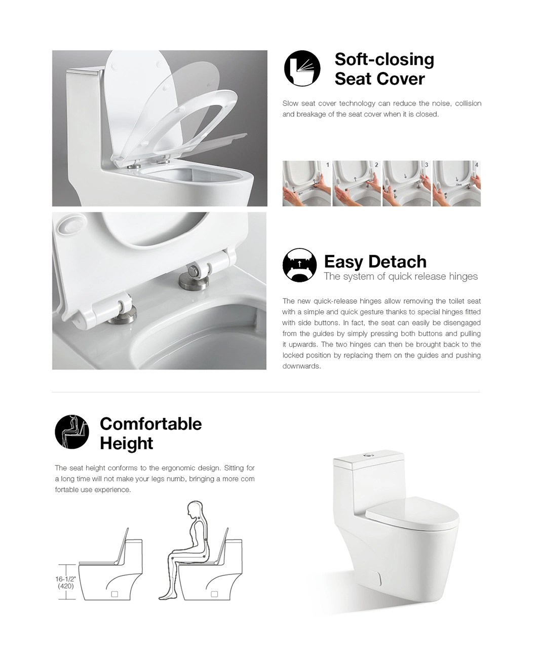 Round One Piece Binli Export Neutral Packing on-Line Sales Package Bathroom Toilet Bowl Sanitary Wares