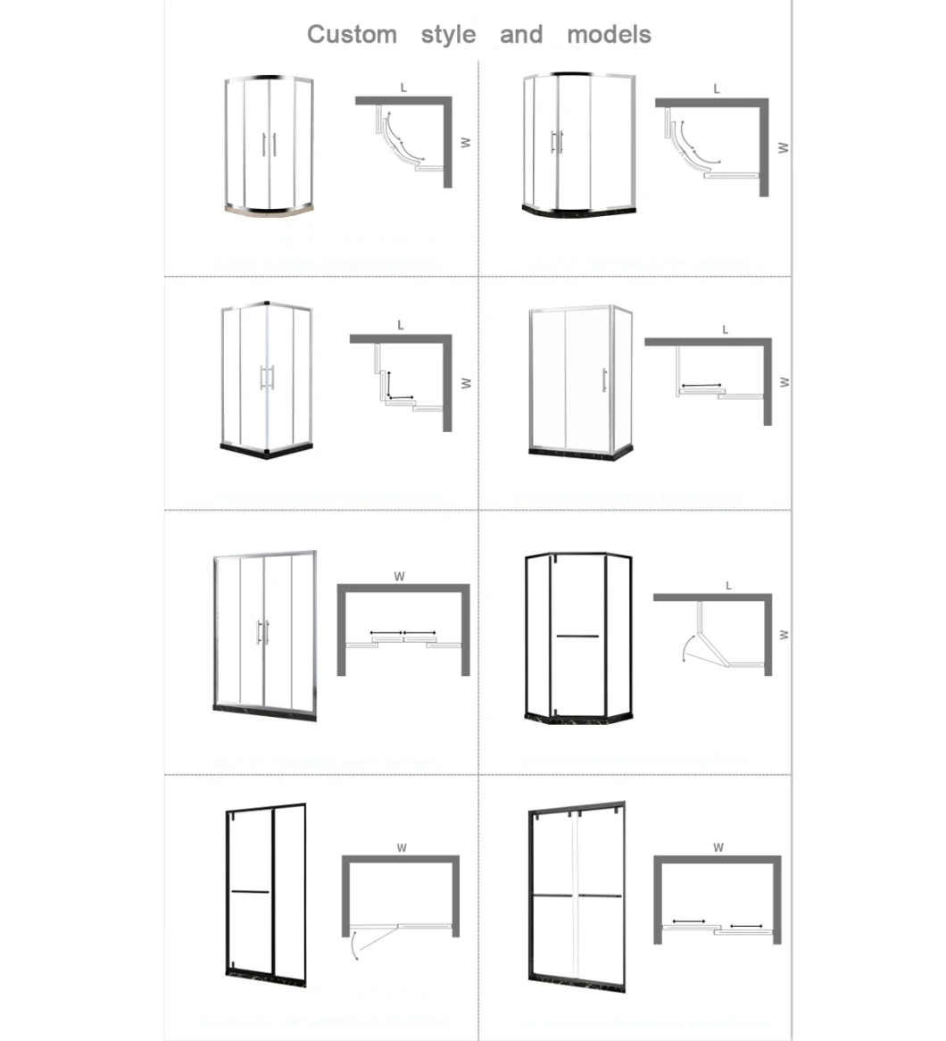 Framless Pivot Glass Shower Room for Bathroom Shower