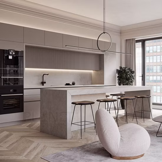 2023 Neue moderne Küchenmöbel aus massivem Holz, individuelle Schrank- und Küchenschrank-Designs